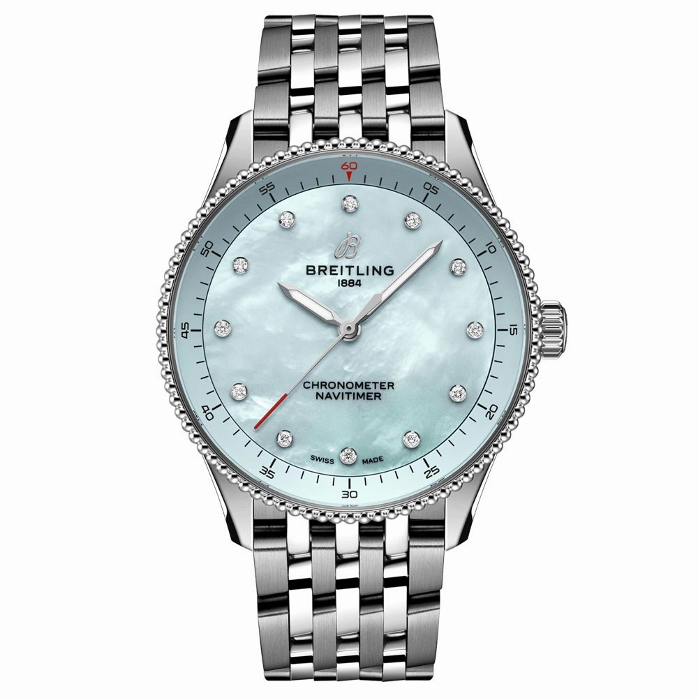 Breitling Navitimer 32mm Blue MOP Dial Quartz Ladies Watch A77320171C1A1