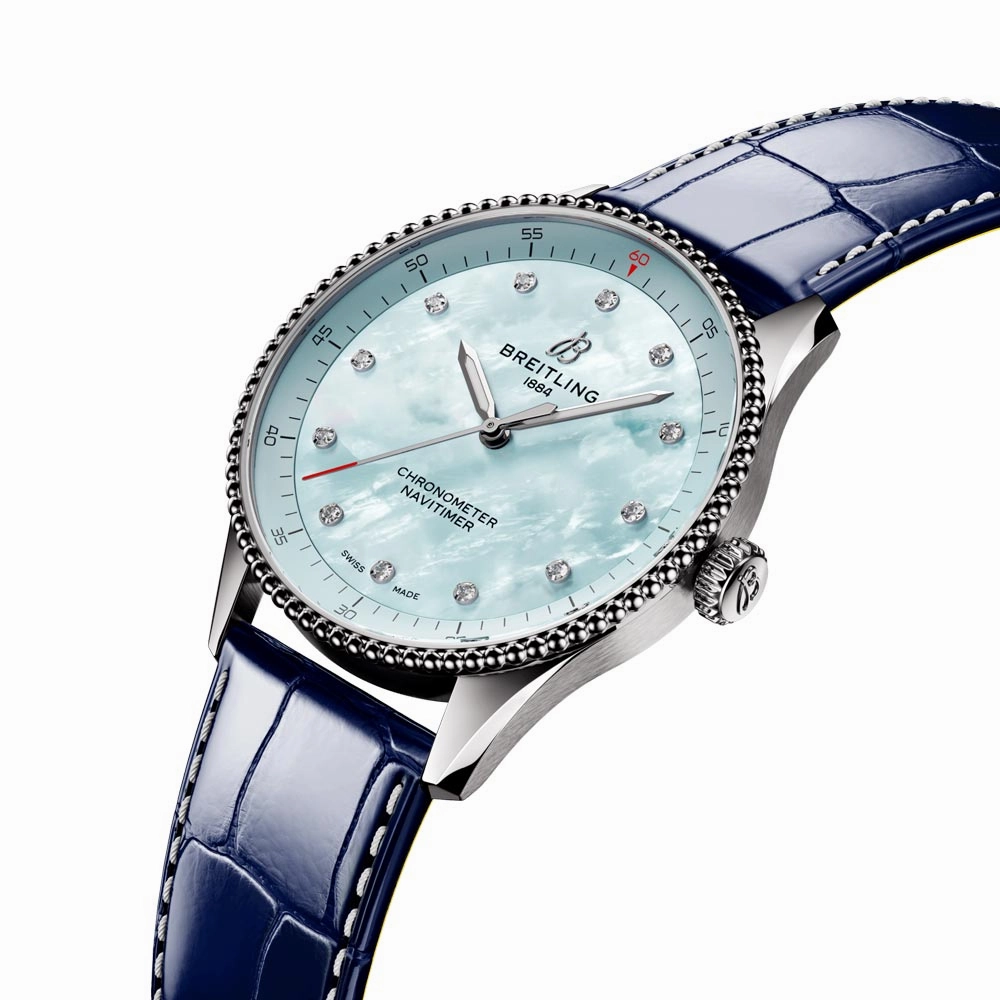 Breitling Navitimer 32mm Blue MOP Dial Quartz Ladies Watch A77320171C1P1