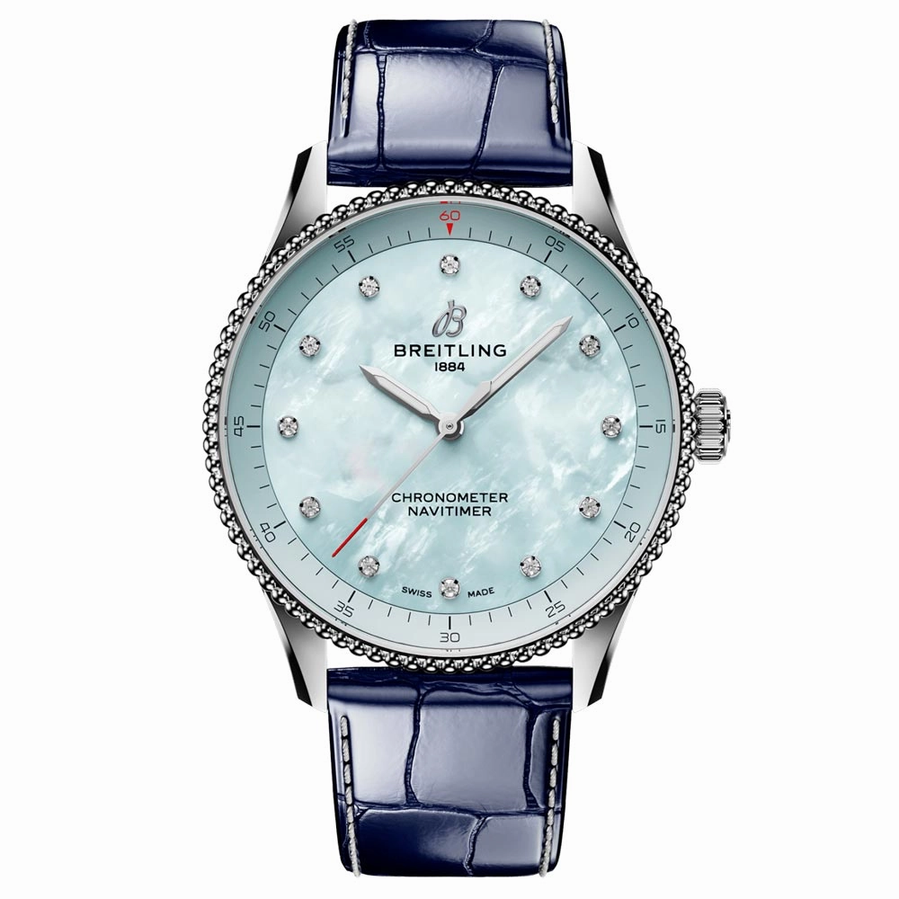 Breitling Navitimer 32mm Blue MOP Dial Quartz Ladies Watch A77320171C1P1
