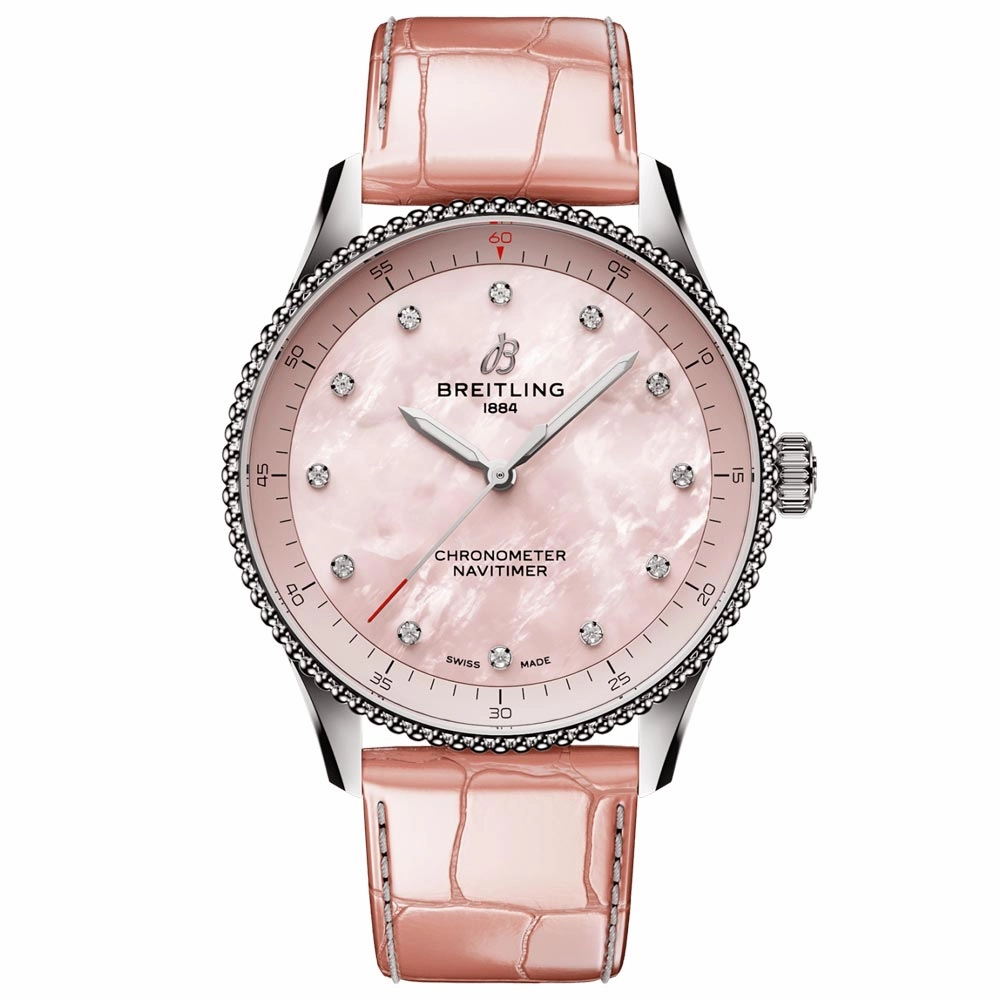 Breitling Navitimer 32mm Pink MOP Dial Quartz Ladies Watch A77320D91K1P1