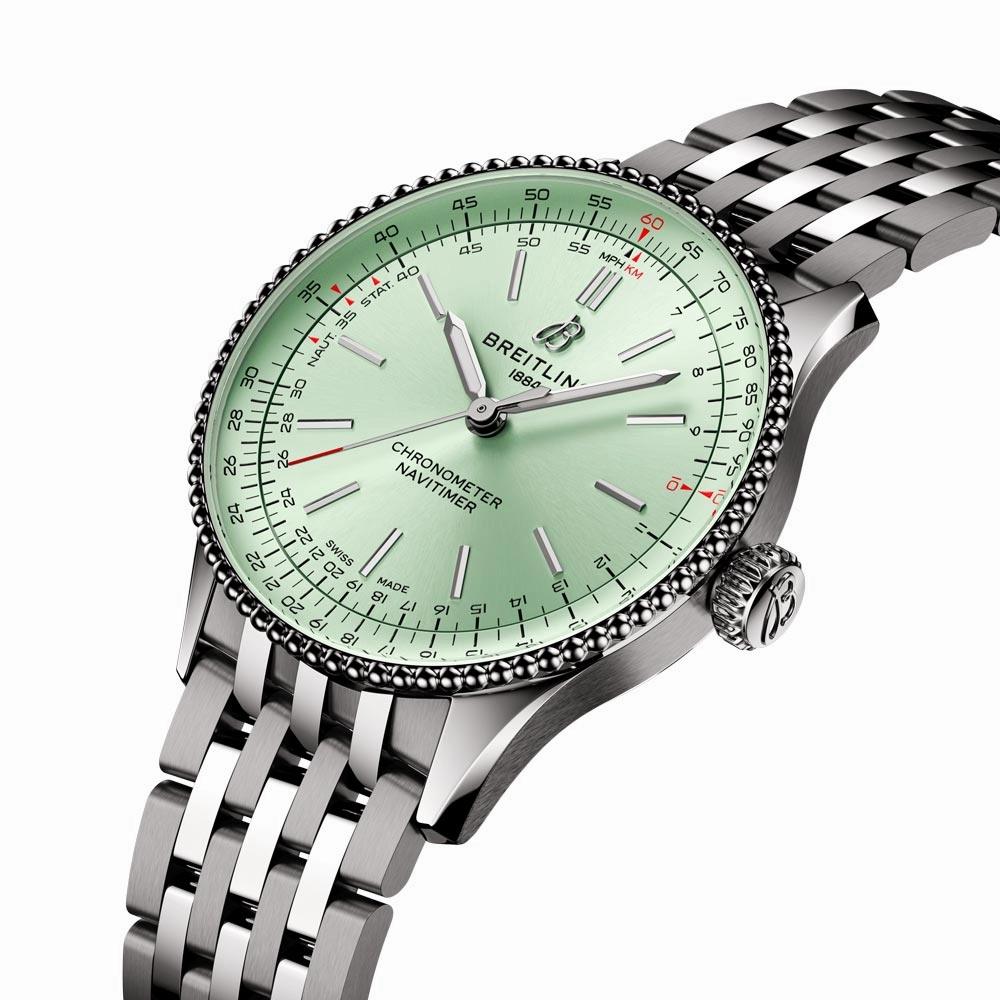 Breitling Navitimer 36mm Mint Green Dial Automatic Watch A17327361L1A1