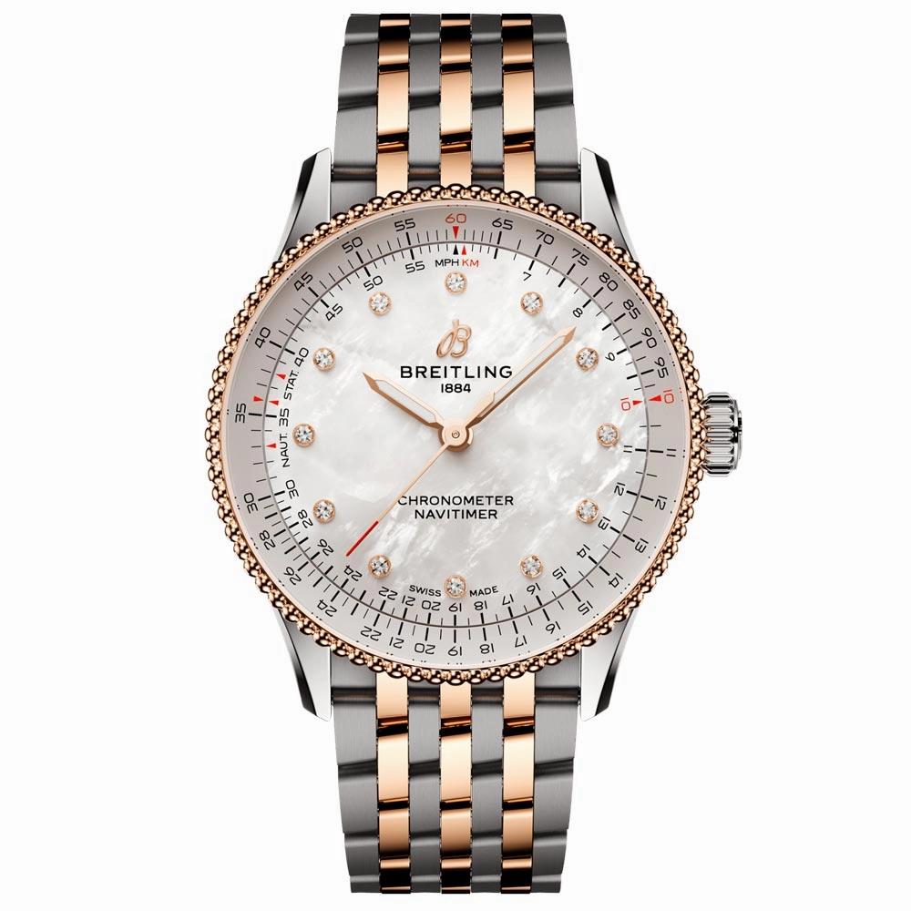 Breitling Navitimer 36mm MOP Dial 18ct Rose Gold and Steel Automatic Ladies Watch U17327211A1U1