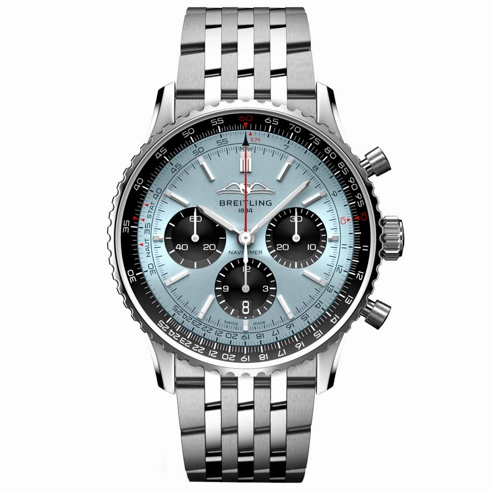 Breitling Navitimer B01 Chronograph 43mm Ice Blue Dial Automatic Gents Watch AB0138241C1A1