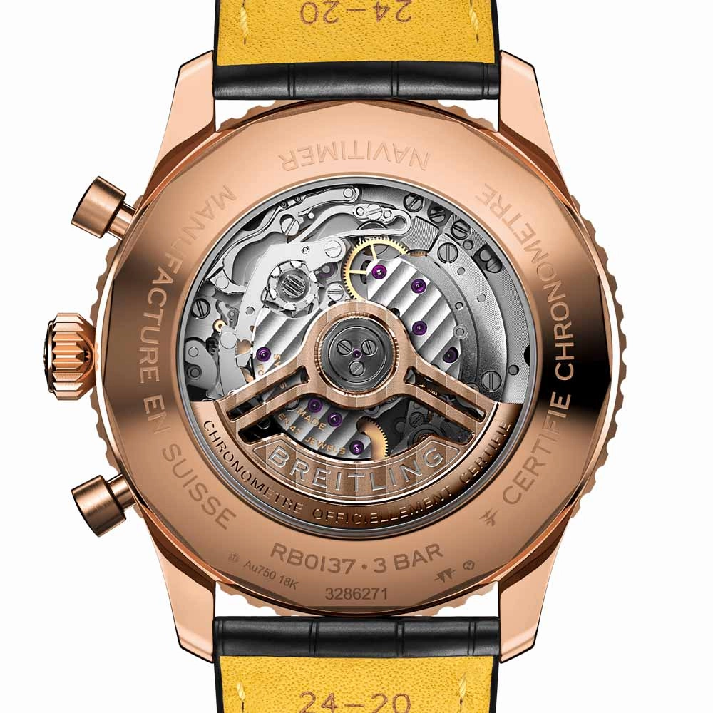 Breitling Navitimer B01 Chronograph 46mm Silver Dial 18ct Red Gold Automatic Gents Watch RB0137241G1P1