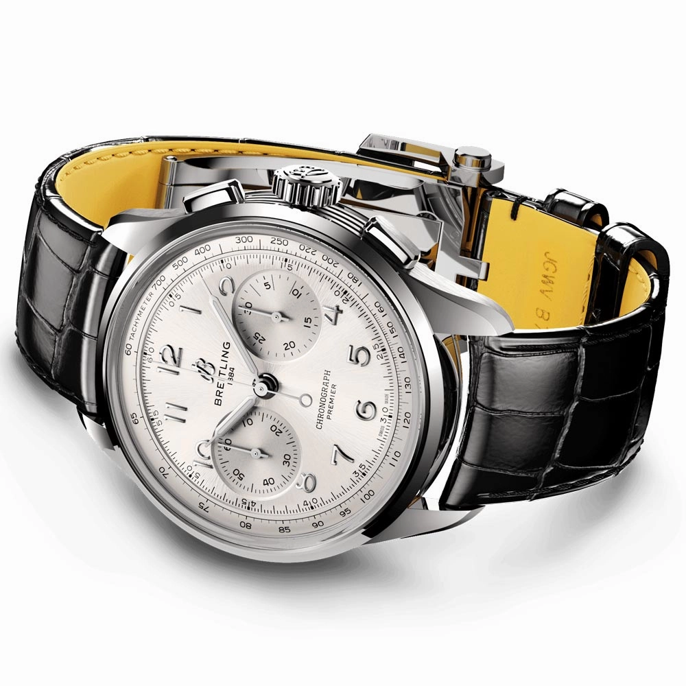 Breitling Premier B09 Chronograph 40mm Silver Dial Manual Wound Gents Watch AB0930371G1P1