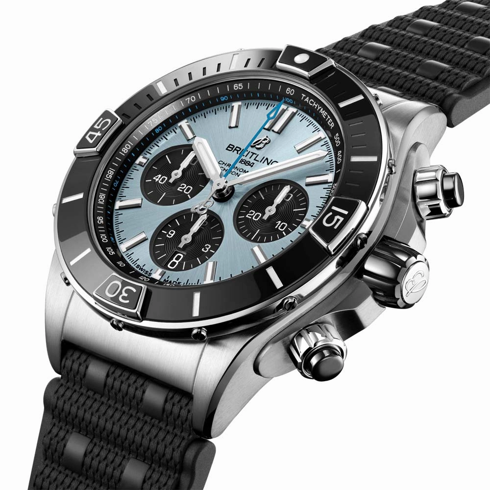 Breitling Super Chronomat B01 44mm Blue Dial Steel & Platinum Automatic Chronograph Gents Watch PB0136251C1S1