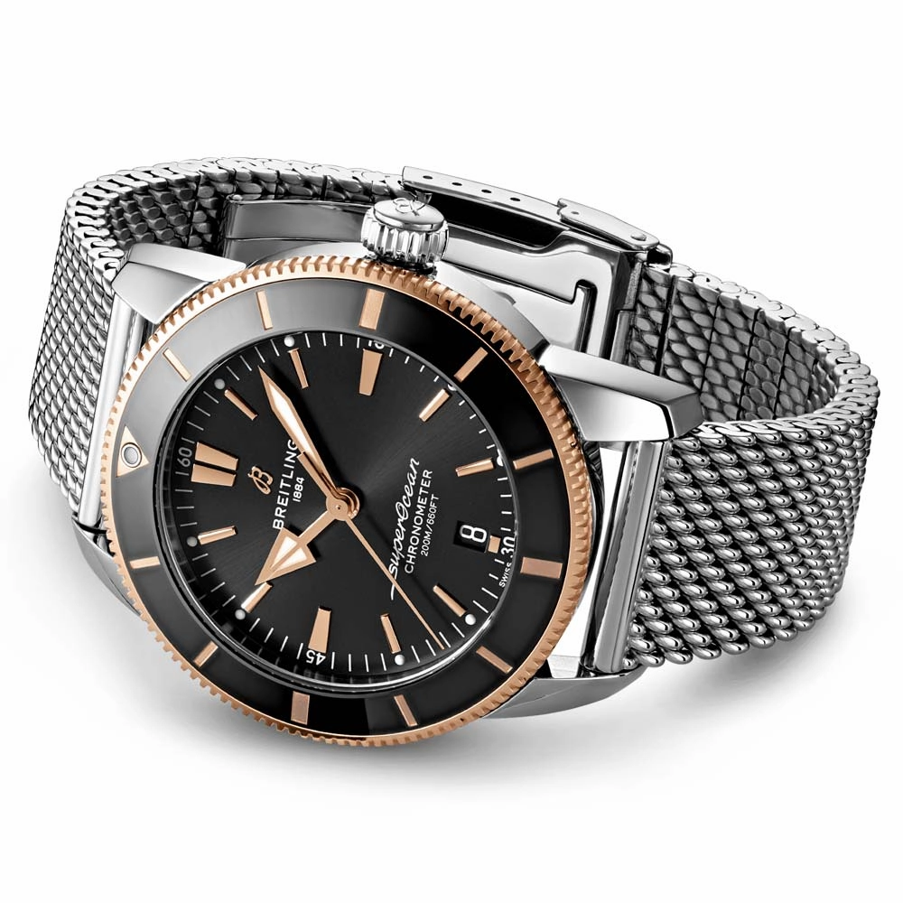 Breitling Superocean Heritage B20 44mm Black Dial 18ct Red Gold & Steel Automatic Gents Watch UB2030121B1A1