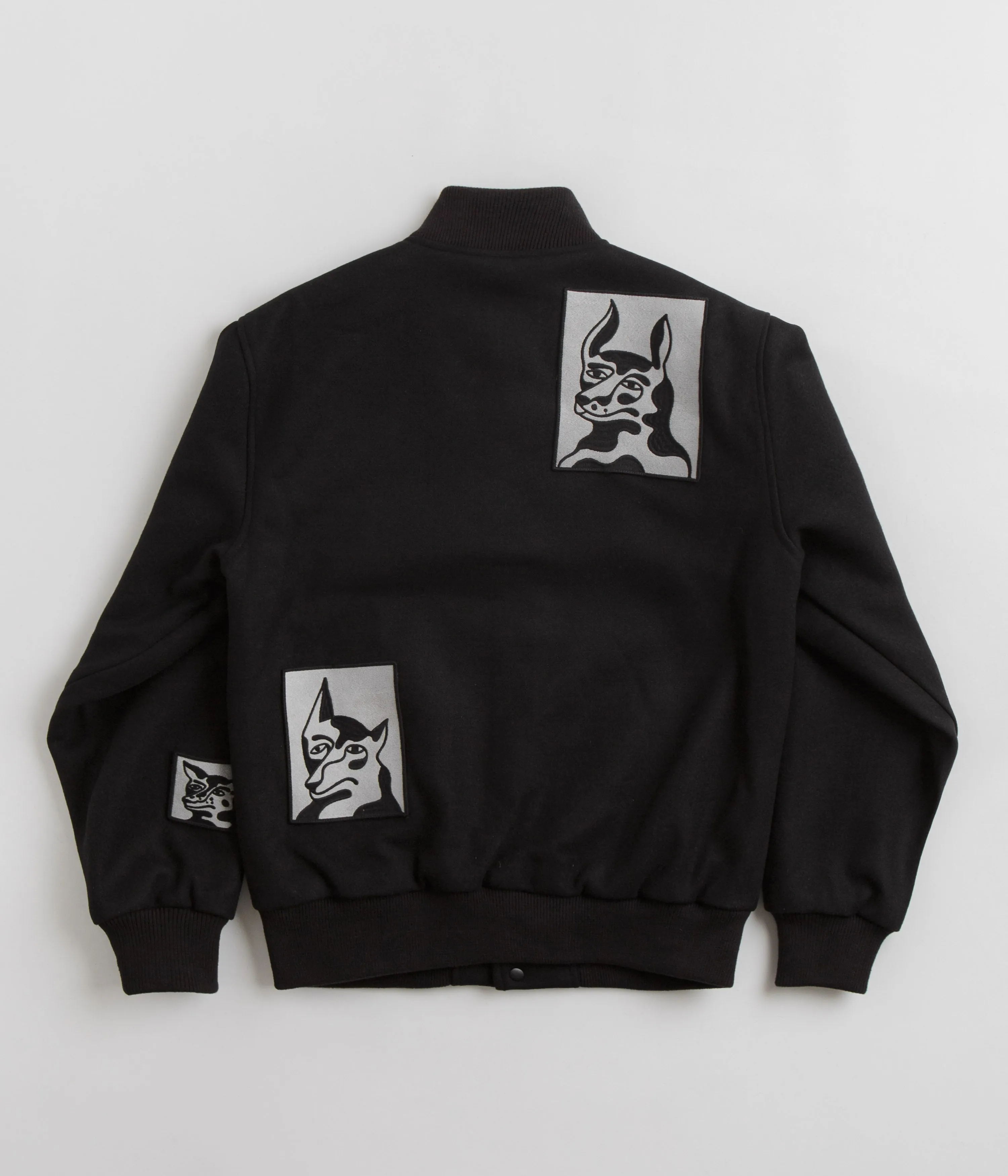 by Parra Dog Faced Varsity Jacket - Black Parra Clothing