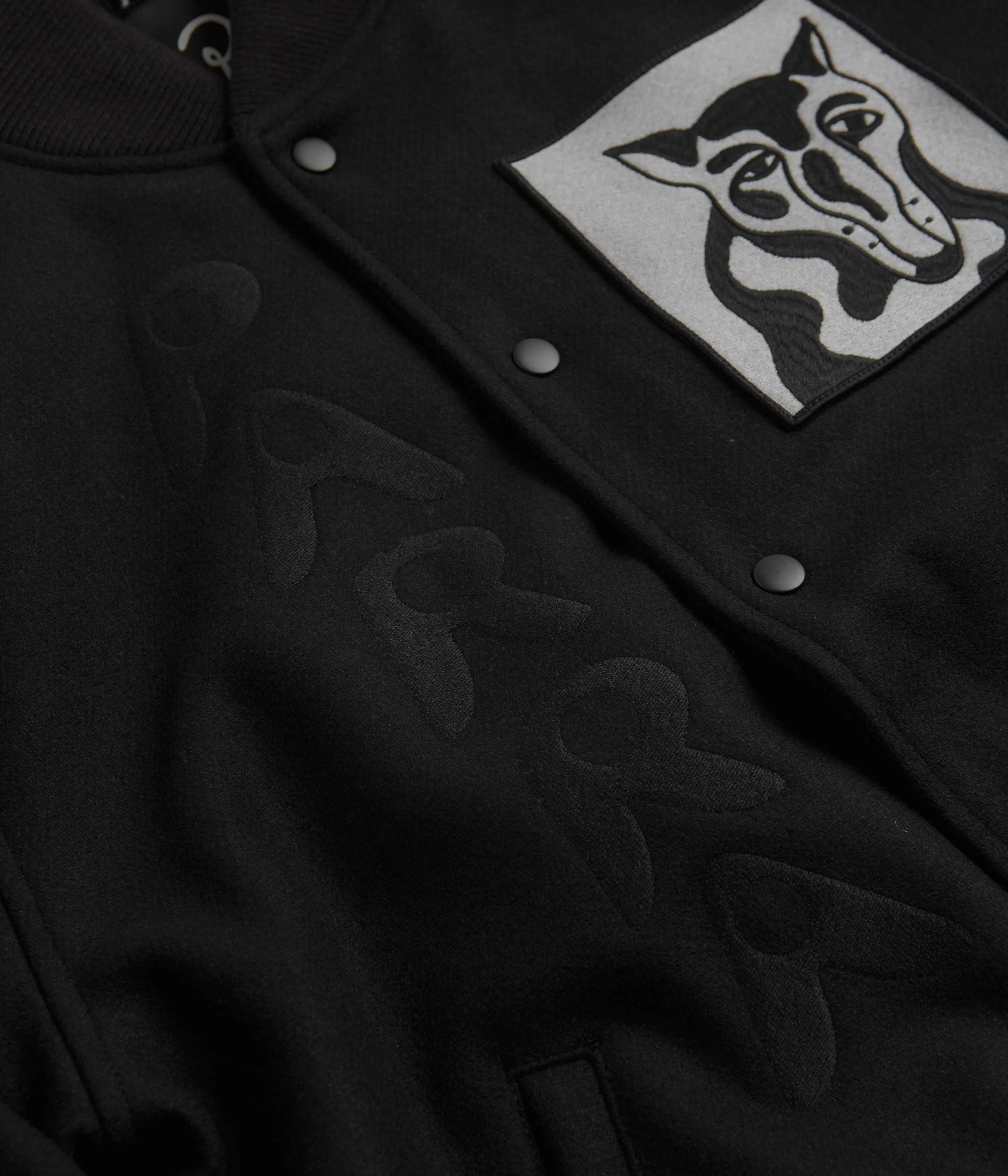 by Parra Dog Faced Varsity Jacket - Black Parra Clothing