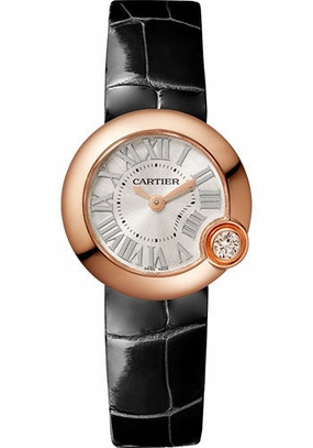 Cartier Ballon Blanc de Cartier Watch - 26 mm Pink Gold Case - Black Alligator Strap - WGBL0002 