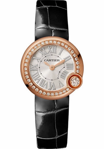 Cartier Ballon Blanc de Cartier Watch - 26 mm Pink Gold Case - Diamond Bezel - Black Alligator Strap - WJBL0004 