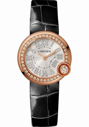 Cartier Ballon Blanc de Cartier Watch - 26 mm Pink Gold Case - Diamond Bezel - Black Alligator Strap - WJBL0004 