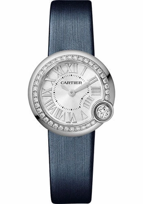 Cartier Ballon Blanc de Cartier Watch - 26 mm Steel Diamond Case - Silver Dial - Calfskin Strap - W4BL0002 