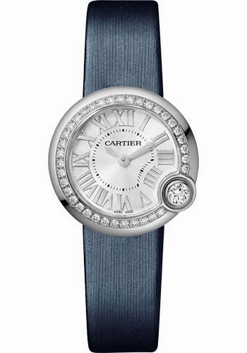Cartier Ballon Blanc de Cartier Watch - 26 mm Steel Diamond Case - Silver Dial - Calfskin Strap - W4BL0002 