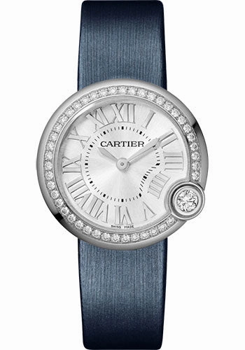 Cartier Ballon Blanc de Cartier Watch - 30 mm Steel Diamond Case - Silver Dial - Calfskin Strap - W4BL0003 