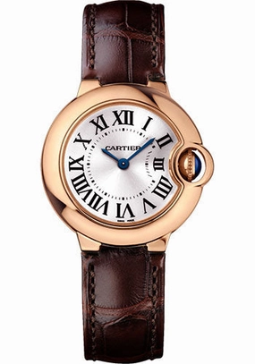 Cartier Ballon Bleu de Cartier Watch - 28 mm Pink Gold Case - Brown Alligator Strap - WGBB0007 
