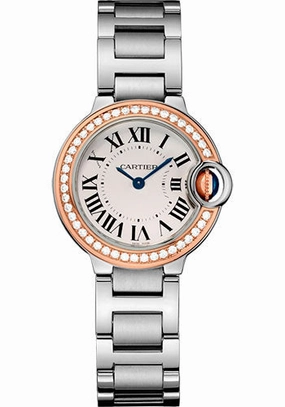 Cartier Ballon Bleu de Cartier Watch - 28 mm Steel Case - Pink Gold Diamond Bezel - WE902079 