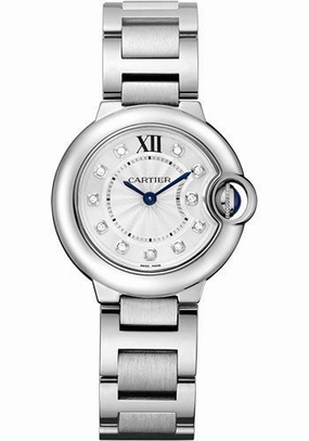 Cartier Ballon Bleu De Cartier Watch - 28 mm Steel Diamond Case - Diamond Bezel - WE902073 