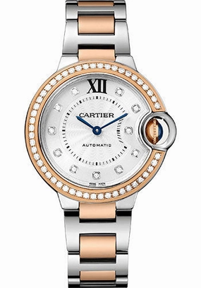 Cartier Ballon Bleu de Cartier Watch - 33 mm Steel and Rose Gold Case - Silver Dial - Rose Gold And Interchangeable Bracelet - W3BB0023 