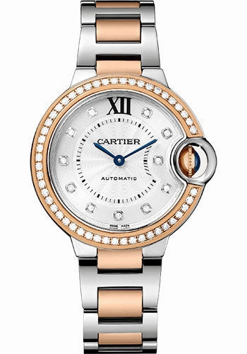 Cartier Ballon Bleu de Cartier Watch - 33 mm Steel and Rose Gold Case - Silver Dial - Rose Gold And Interchangeable Bracelet - W3BB0023 