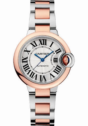 Cartier Ballon Bleu de Cartier Watch - 33 mm Steel and Rose Gold Case - Silver Dial - Two-Tone Interchangeable Bracelet - W2BB0032 
