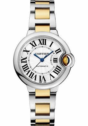 Cartier Ballon Bleu de Cartier Watch - 33 mm Steel and Yellow Gold Case - Silvered Dial - Interchangeable Two-Tone Bracelet - W2BB0029 