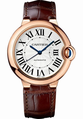 Cartier Ballon Bleu de Cartier Watch - 36.6 mm Pink Gold Case - Brown Alligator Strap - WGBB0009 