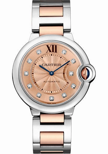 Cartier Ballon Bleu de Cartier Watch - 36.6 mm Steel And Pink Gold Case - Pink Gold Dial - WE902054 