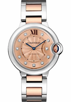 Cartier Ballon Bleu de Cartier Watch - 36.6 mm Steel And Pink Gold Case - Pink Gold Dial - WE902054 