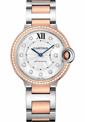 Cartier Ballon Bleu de Cartier Watch - 36 mm Steel and Rose Gold Case - Silver Dial - Rose Gold And Interchangeable Bracelet - W3BB0024 