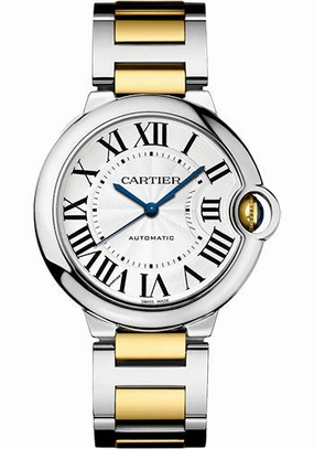 Cartier Ballon Bleu de Cartier Watch - 36 mm Steel and Yellow Gold Case - Silvered Dial - Interchangeable Two-Tone Bracelet - W2BB0030 