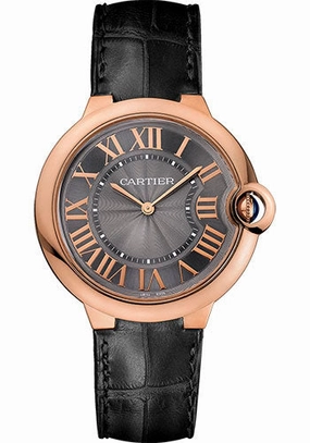 Cartier Ballon Bleu De Cartier Watch - 40 mm Pink Gold Case - Gray Dial - Gray Alligator Strap - W6920089 