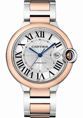 Cartier Ballon Bleu de Cartier Watch - 42 mm Steel and Rose Gold Case - Silver Dial - Rose Gold And Interchangeable Bracelet - W2BB0034 