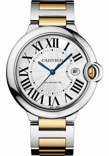 Cartier Ballon Bleu de Cartier Watch - 42 mm Steel and Yellow Gold Case - Silvered Dial - Interchangeable Two-Tone Bracelet - W2BB0031 