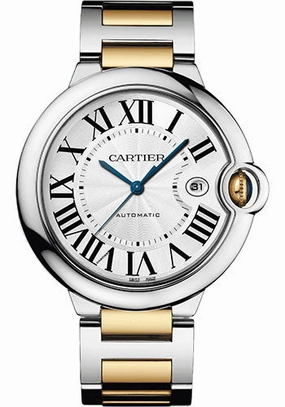 Cartier Ballon Bleu de Cartier Watch - 42 mm Steel and Yellow Gold Case - Silvered Dial - Interchangeable Two-Tone Bracelet - W2BB0031 