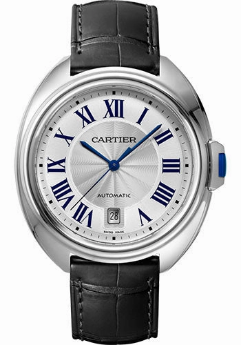 Cartier Cle de Cartier Watch - 40 mm Steel Case - Silvered Dial - Black Alligator Strap - WSCL0018 