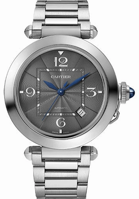 Cartier Pasha de Cartier Watch - 41 mm Steel Case - Anthracite Dial - Steel Strap and Second Dark Gray Alligator Leather Strap - WSPA0026 