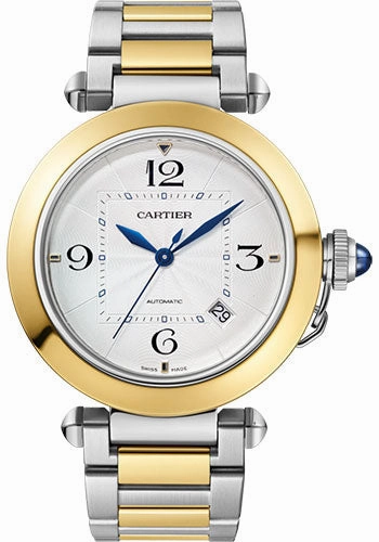 Cartier Pasha de Cartier Watch - 41 mm Steel Case - Silvered Dial - 18K Yellow Gold And Bracelet - W2PA0009 