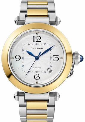 Cartier Pasha de Cartier Watch - 41 mm Steel Case - Silvered Dial - 18K Yellow Gold And Bracelet - W2PA0009 