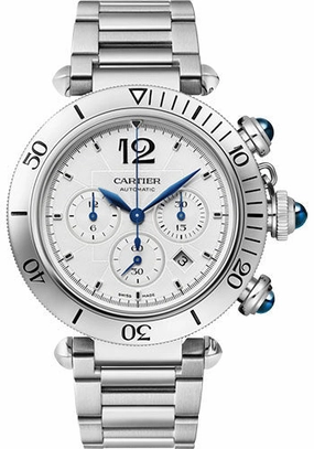 Cartier Pasha de Cartier Watch - 41 mm Steel Case - Silvered Dial - Bracelet - WSPA0018 
