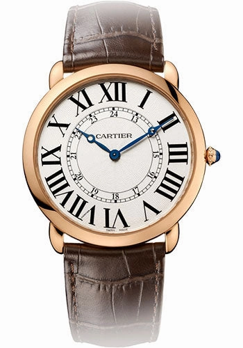 Cartier Ronde Louis Cartier 42 MM Watch - 42 mm Pink Gold Case - Dark Brown Alligator Strap - W6801004 