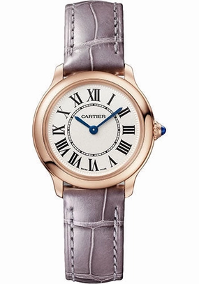 Cartier Ronde Louis Cartier Watch - 29 mm Rose Gold Case - Sandblasted Beige Dial - Purple Alligator Strap - WGRN0013 