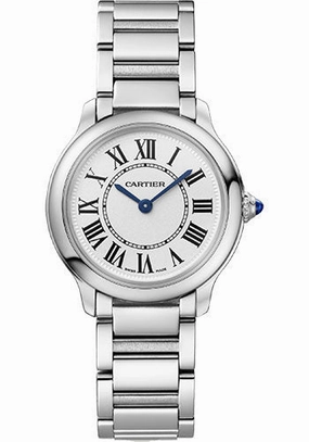 Cartier Ronde Must de Cartier Watch - 29 mm Steel Case - Sandblasted Silver Dial - Steel Strap - WSRN0033 