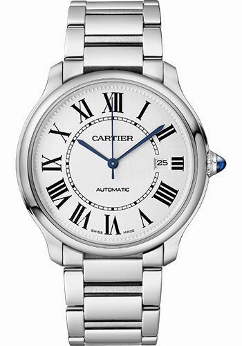 Cartier Ronde Must de Cartier Watch - 40 mm Steel Case - Sandblasted Silver Dial - Steel Strap - WSRN0035 