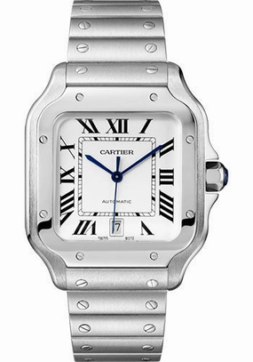 Cartier Santos de Cartier Watch - 39.8 mm Steel Case - Silvered Dial - WSSA0018 