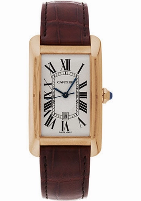 Cartier Tank Amricaine Watch - Large Pink Gold Case - Alligator Strap - W2609156 