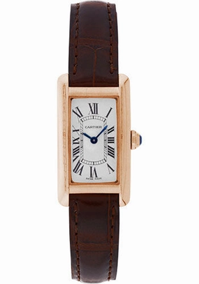 Cartier Tank Amricaine Watch - Small Pink Gold Case - Alligator Strap - W2607456 