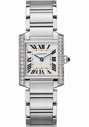 Cartier Tank Francaise Watch - 30 mm Steel Diamond Case - W4TA0009 