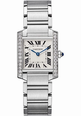 Cartier Tank Francaise Watch - 30 mm Steel Diamond Case - W4TA0009 