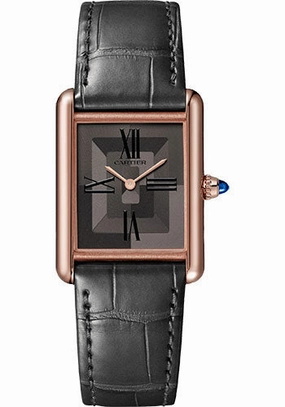 Cartier Tank Louis Cartier Watch - 1.32 in x 1 in Rose Gold Case - Gray Dial - Gray Leather Strap - WGTA0092 